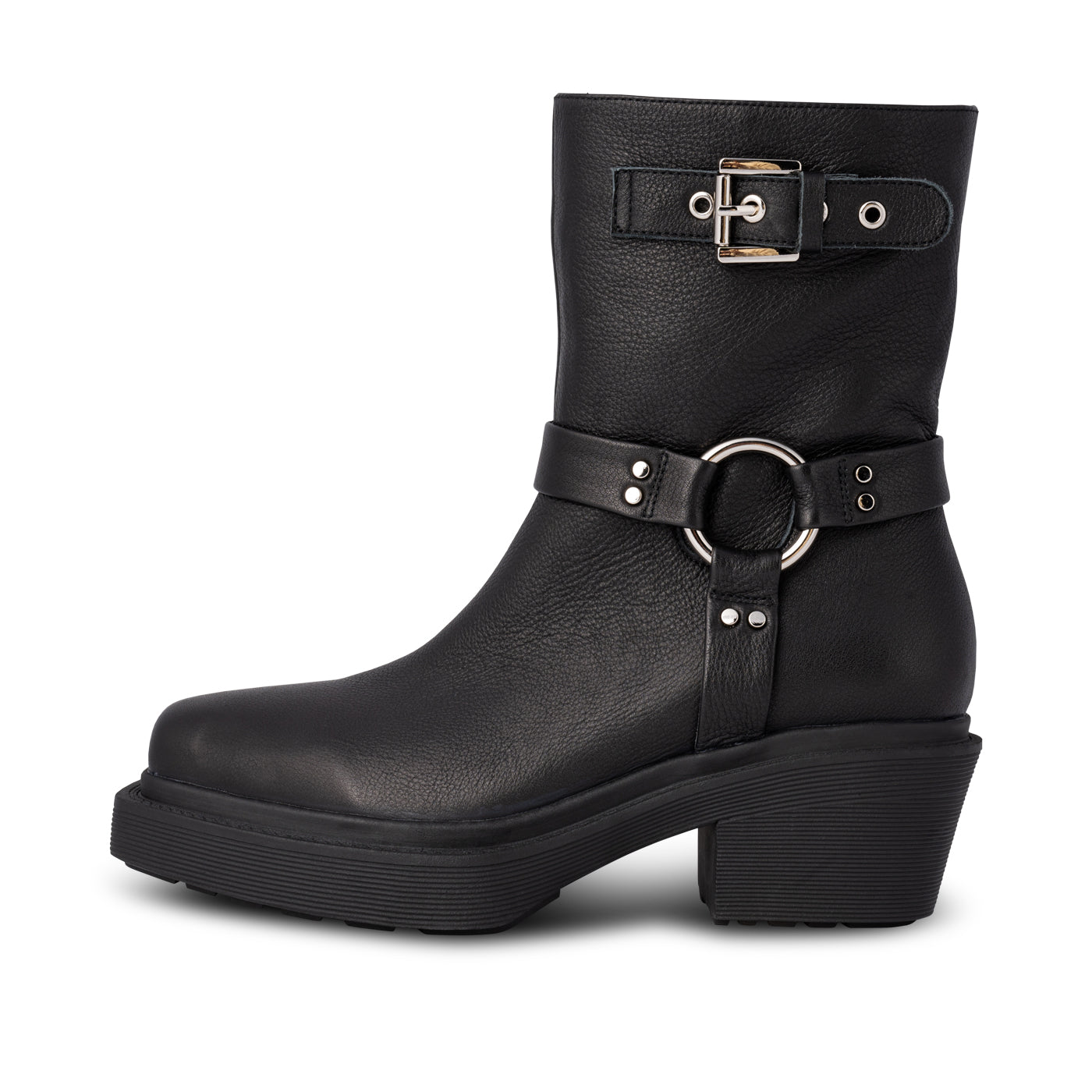 Black ankle biker boots uk online