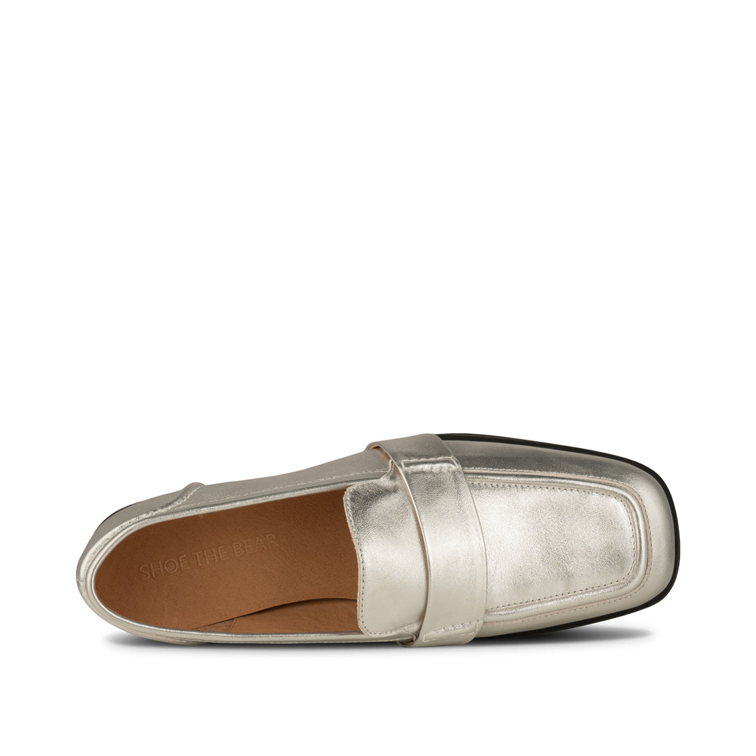 Erika saddle loafer leather SILVER METALLIC SHOE THE BEAR UK