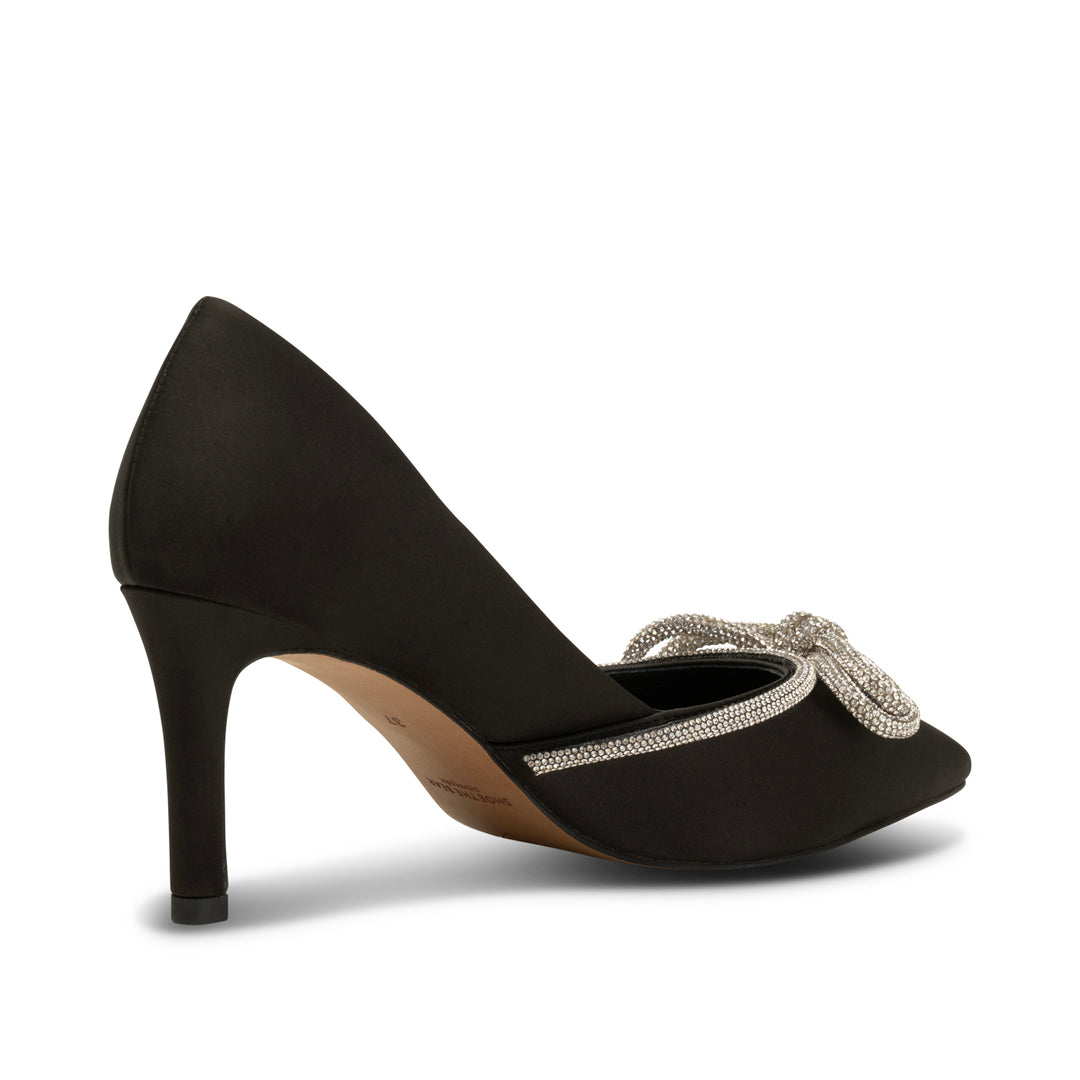 Black bow shoes heels hotsell