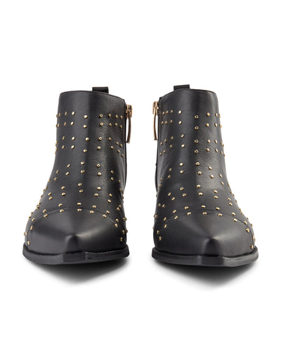 SHOE THE BEAR WOMENS Miho Zip Studs Leather Boot Ankle Boots 110 BLACK