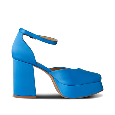 SHOE THE BEAR WOMENS Priscilla Plateau Heel Heels 011 Blue