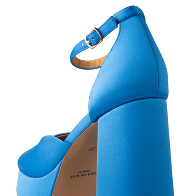 SHOE THE BEAR WOMENS Priscilla Plateau Heel Heels 011 Blue