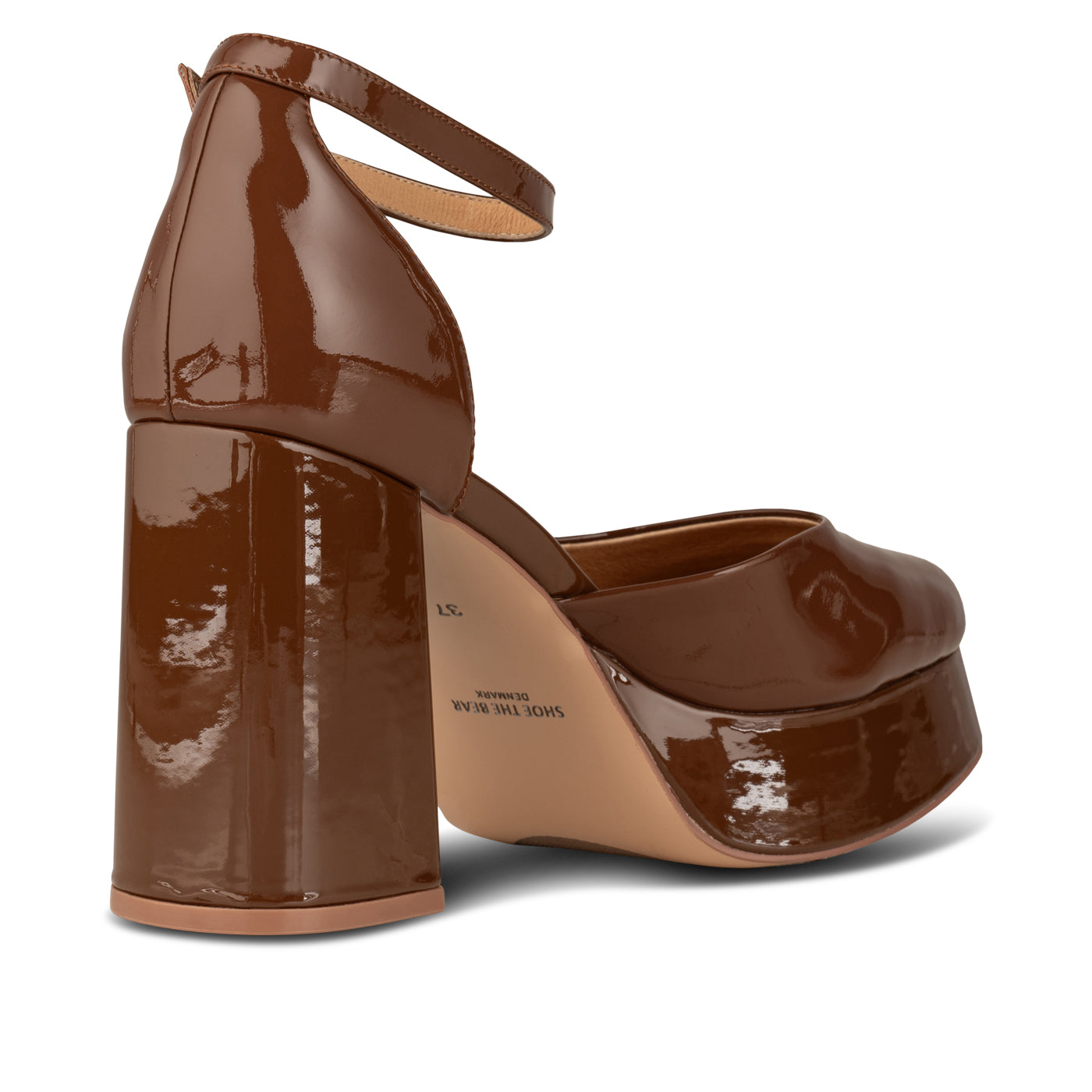 SHOE THE BEAR WOMENS Priscilla Plateau Heel Leather Heels 067 Brown