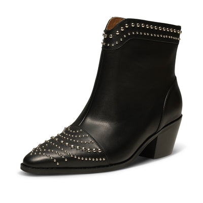 SHOE THE BEAR WOMENS Annika western stud leather Boots 110 BLACK