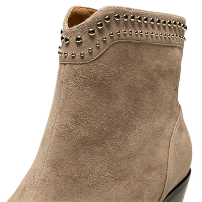 SHOE THE BEAR WOMENS Annika western stud suede Boots 160 TAUPE