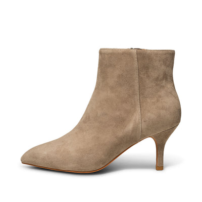 SHOE THE BEAR WOMENS Vega Bootie Suede Heels 160 TAUPE