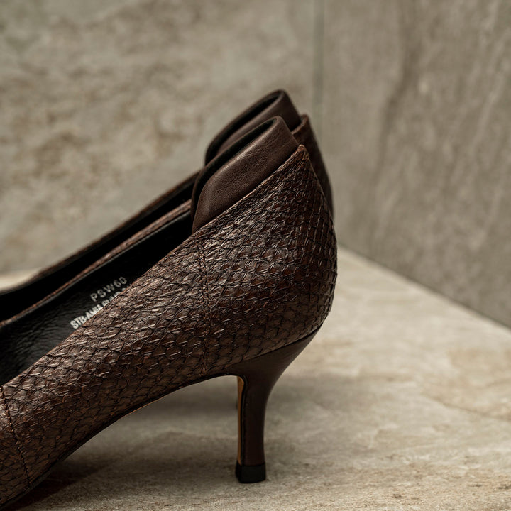 Amia pump fishleather DARK BROWN SHOE THE BEAR UK