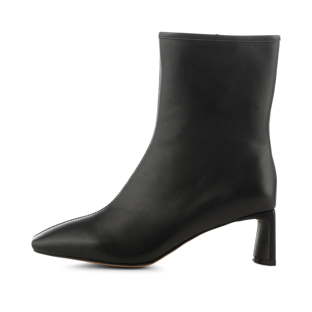 Black leather bootie heels deals