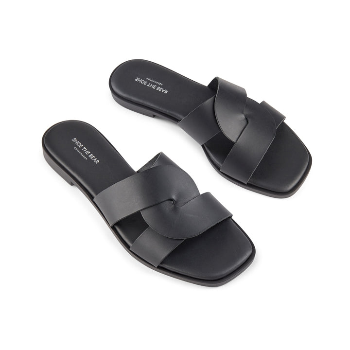 【美品】BRENTA BLACK FLAT SANDAL 37 裏張り済み 美品】BRENTA BLACK FLAT SANDAL 37 裏張り済み