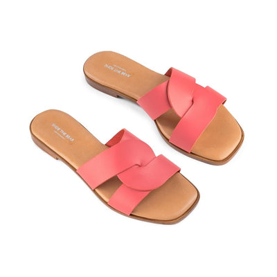 SHOE THE BEAR WOMENS Bay sandal leather Flat Sandals 195 CORAL RED