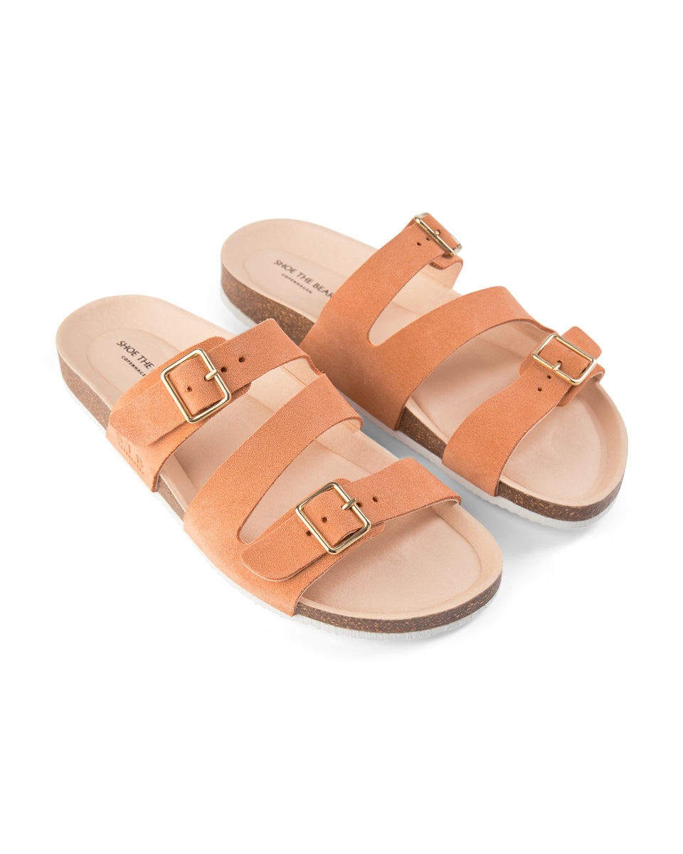 SHOE THE BEAR WOMENS Cara Suede Slip-in Sandal Flat Sandals 223 APRICOT
