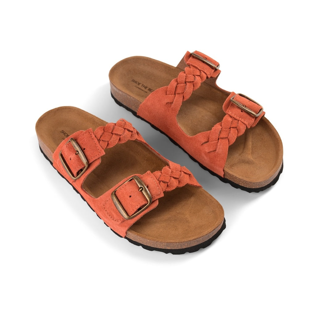 SHOE THE BEAR WOMENS Cara sandal suede Flat Sandals 195 CORAL RED
