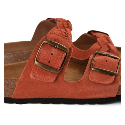 SHOE THE BEAR WOMENS Cara sandal suede Flat Sandals 195 CORAL RED