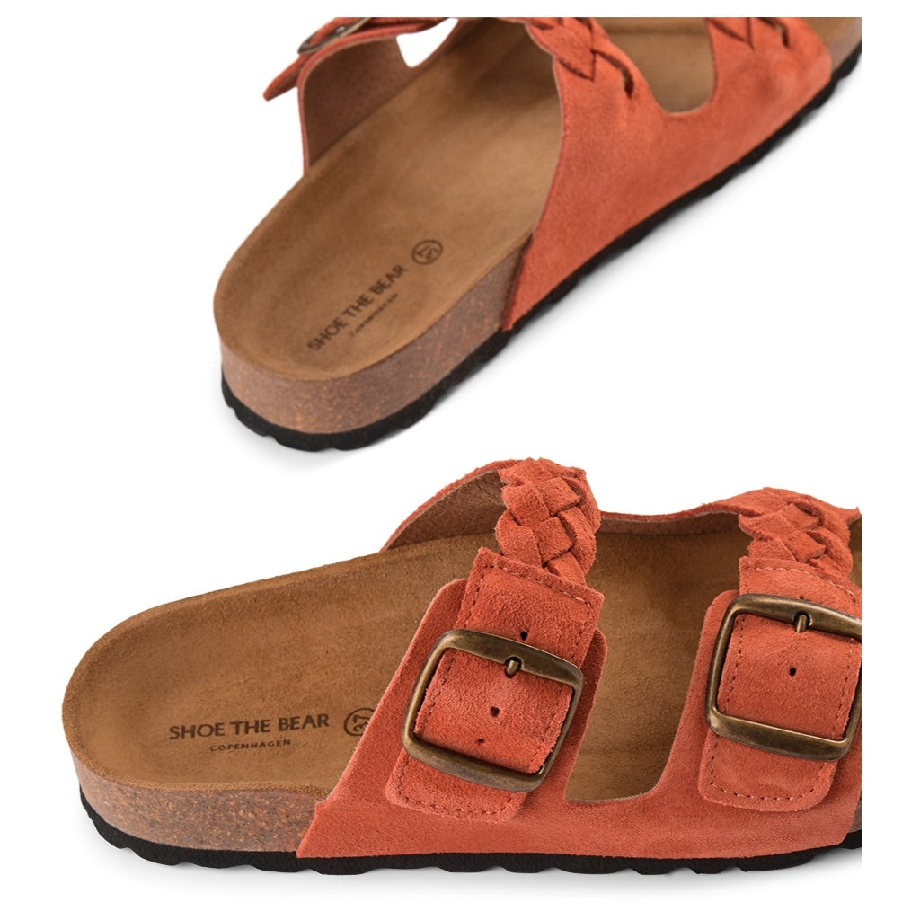 SHOE THE BEAR WOMENS Cara sandal suede Flat Sandals 195 CORAL RED