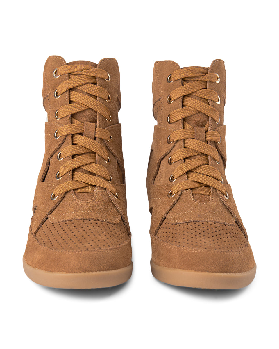 Tan wedge sneakers shop