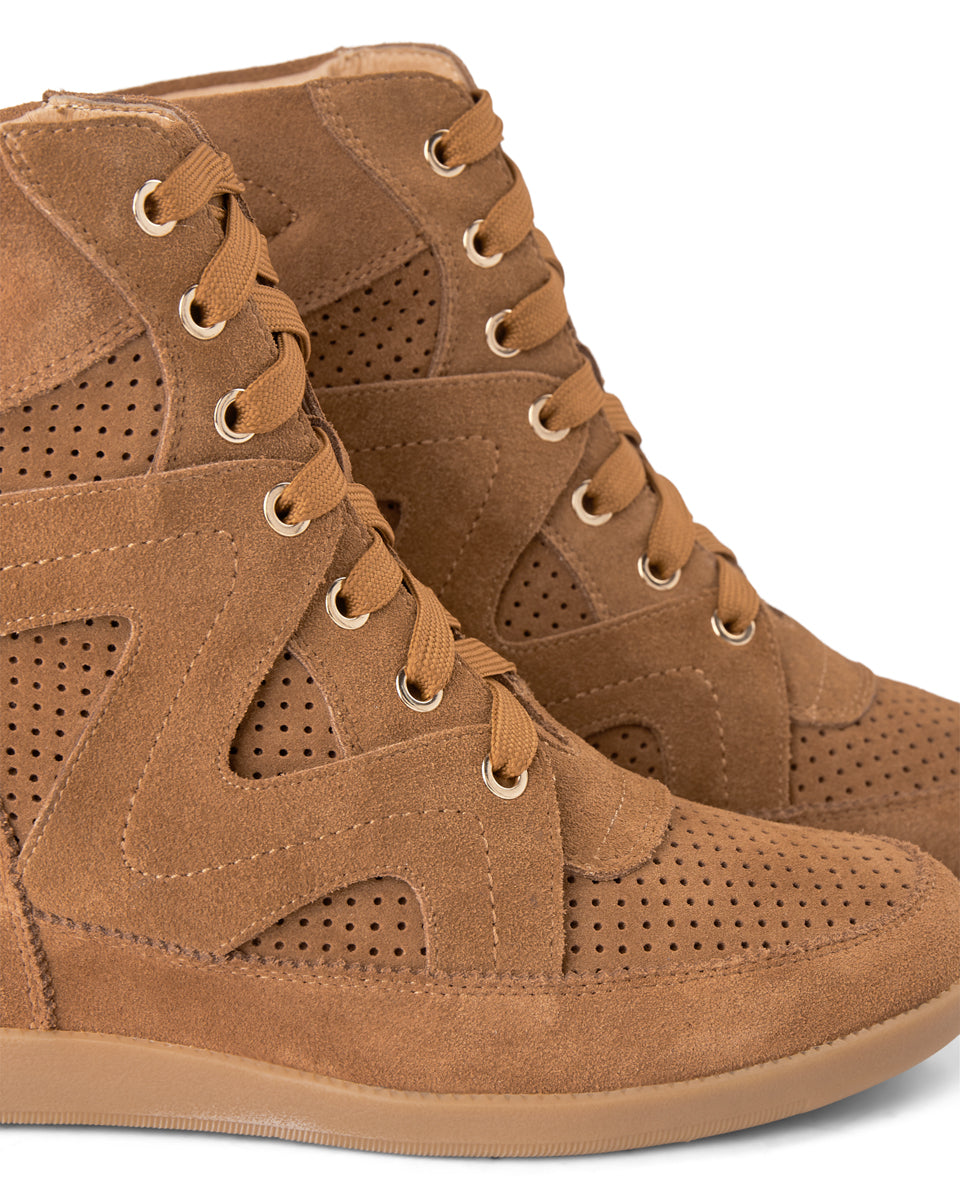 Emmy Lace Suede Wedge Sneaker TAN SHOE THE BEAR UK