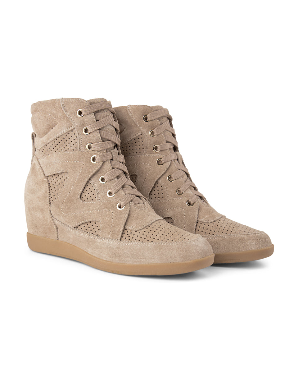 Emmy Lace Suede Wedge Sneaker TAUPE – SHOE THE BEAR UK