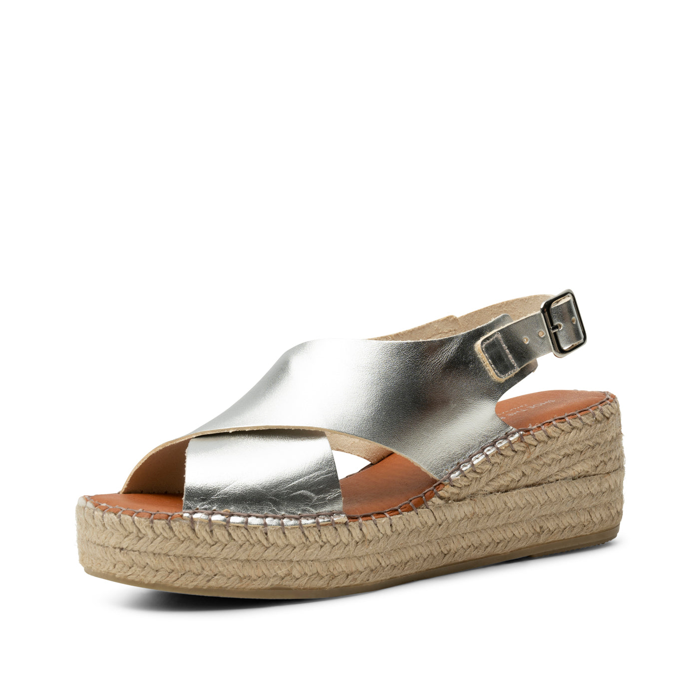 SHOE THE BEAR WOMENS Orchid wedge leather Espadrilles 210 SILVER
