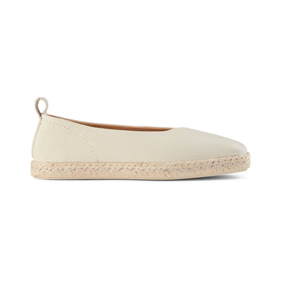 SHOE THE BEAR WOMENS Palm Leather Ballerina Espadrilles 127 OFF WHITE
